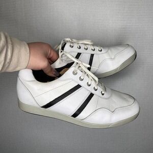FootJoy‎ Golf Shoes White Leather Black Stripe Low Top Sneakers
